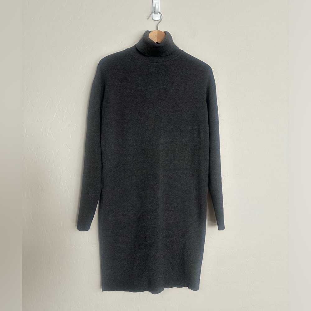 Michael Kors Gray Ribbed Turtleneck Knee-Length Sweater Dress Size XS